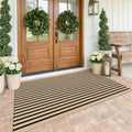 KOZYFLY 4x6 ft Brown and Black Striped Rug Front Door Rug Cotton Woven Rugs by KOZYFLY