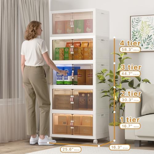 UAMFURI 480QT Stackable Storage Bins with Lids,Doors & Wheels - Image 2