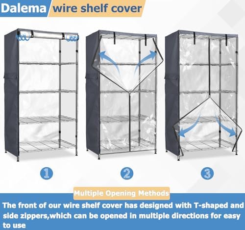 Waterproof Shelf Cover,600D Heavy Duty Dustproof Storage Wire Rack Covers,Outdoor Shelving Covers for Wire Shelves with Zipper 48''x24''x72'',Clear Front. - Image 6