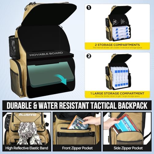 PLUSINNO Cooler Fishing Backpack with Rod Holders 45L Large Water-resistant Fishing Tackle bag Store Fishing Gear Fishing Gifts for Men Father - Image 6