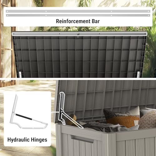 Mars Villa Deck Box, Outdoor Storage Box Waterproof, 180 Gallon, Grey - Image 6