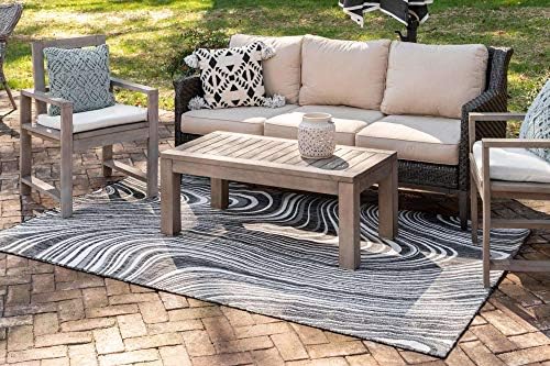 Unique Loom Outdoor Modern Collection Area Rug - Pool (4' 1" x 6' 1" Rectangle, Charcoal/ Gray) - Image 2
