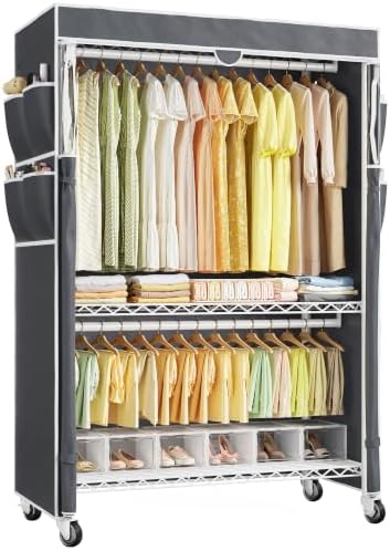 Raybee Rolling Clothes Rack with Cover, Portable Closet for Bedroom, Dorm by Raybee