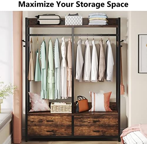 Tribesigns Freestanding Closet Organizer, Garment Rack with 4 Drawers - Image 2