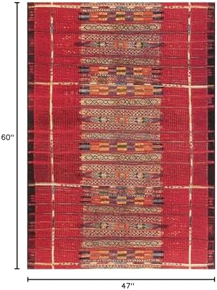Liora Manne Marina Indoor/Outdoor Power Loomed Synthetic Blend Low Profile Area Rug - Traditional Geometric Casual Southwestern Colorful (Tribal Stripe Red) (3'11" x 5'10") - Image 3