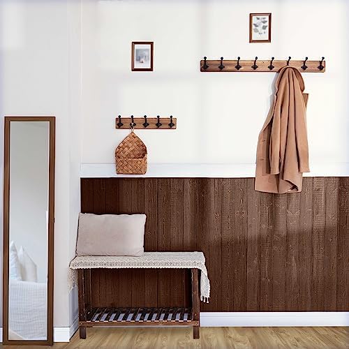 WEBI Rustic Coat Rack Wall Mount,35.43" Long 8 Cast Iron Coat Hooks Wall Mounted,Vintage Hooks for Hanging Coats,Clothes,Brown,2 Packs - Image 4