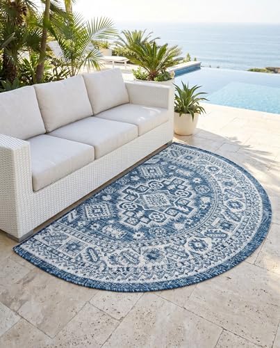 Rugs.com Outdoor Aztec Collection Rug – 3x6 Hearth Blue Flatweave-Pile Rug Perfect for Living Rooms, Large Dining Rooms, Open Floorplans - Image 5
