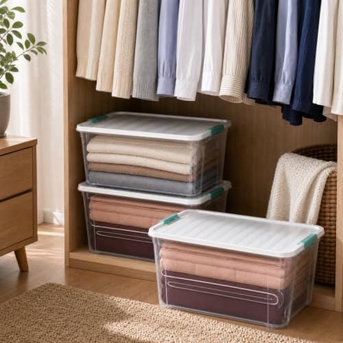 Rosebloom 36 Quart Stackable Clear Plastic Latching Storage Bin, 6 Packs - Image 5
