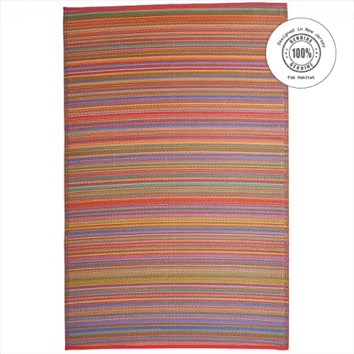 Fab Habitat Outdoor Rug - Waterproof, Fade Resistant, Crease-Free - Premium Recycled Plastic - Striped - Porch, Deck, Balcony, Mudroom, Laundry Room, Patio - Cancun - Multicolor - 3 x 5 ft - Image 3