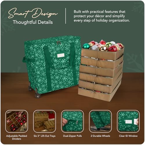 Covermates Rolling Adjustable Ornament Storage Bag, 19.25"W x 13"D x 18.5"H - Image 4