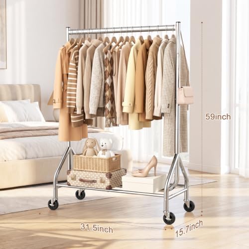 EAGMAK Heavy Duty Clothes Rack Load 268 LBS, 31.5 inch Hanging Rod, Silver - Image 3
