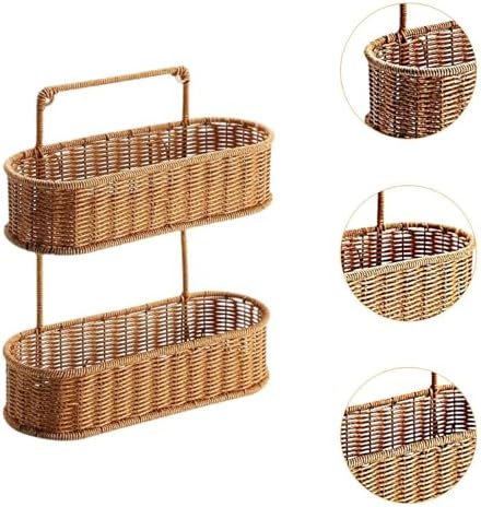2 Tier Woven Hanging Basket, PP Rattan Wall Mounted Fruit and Storage Organizer for Kitchen, Bathroom, and Pantry - Image 3