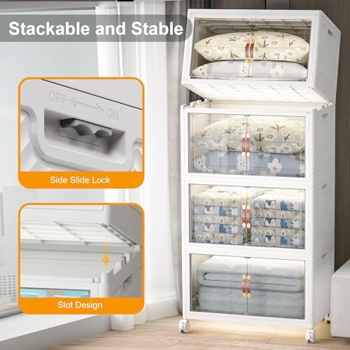 UAMFURI Stackable Storage Bins, 1440QT Collapsible Drawers with 2 Lids - Image 4
