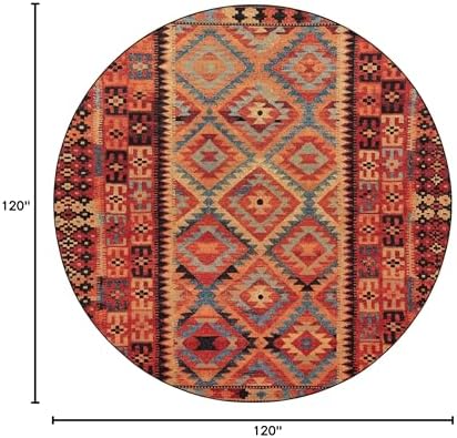 Unique Loom Outdoor Tribal Collection Area Rug - Tortuguero (10' Round, Multi/ Blue) - Image 2