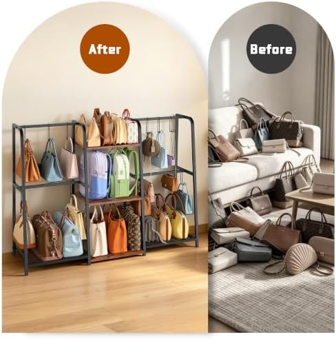 Extra Wide Purse Organizer Rack for Closet, 3-Tier Handbag Storage Stand - Image 5