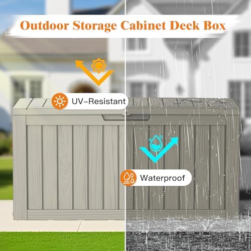 Outdoor Extra Large Storage Cabinet Deck Box, 200 Gallon Heavy Duty Deck Boxes, Weatherproof & UV-Resistant Lockable Patio Storage Cabinet for Garden Tools, Patio Furniture, - Image 2