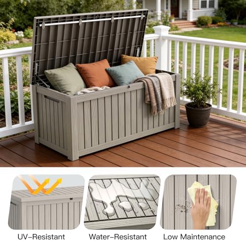 Mars Villa Deck Box, Outdoor Storage Box Waterproof, 120 Gallon, Grey - Image 6