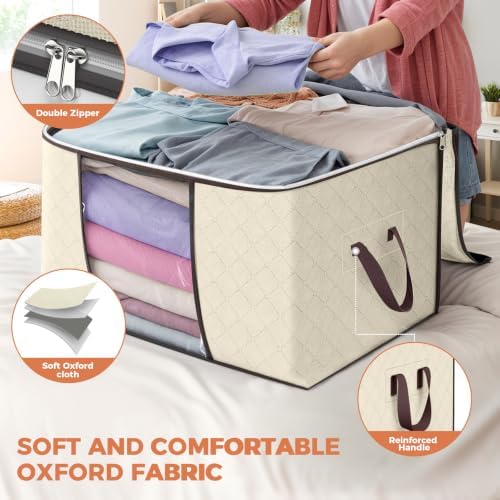 90L Large Storage Bags, 10 Pack Clothes Storage Bins Closet Organizers - Image 4