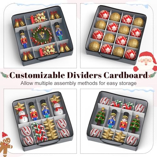 Keten Large Christmas Ornament Storage Boxes with Adjustable Dividers - Image 4