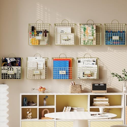 4 Packs Hanging Wall File Organizer with Hooks, Magazine Rack ,Mail Basket - Image 2