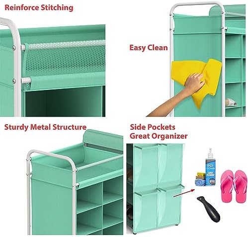 Simple Houseware 16 Cube Shoe Stand Tower Rack 8 Tier, Turquoise - Image 4