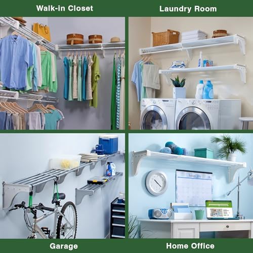 EZ SHELF Closet Shelf with Hanging Rod - 28-48” Expandable, White, Closet Shelves - Strong, Holds 200 lbs - DIY, Easy Install to 2 Side Walls - Alternative to Wire Shelving - Image 5