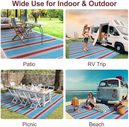 Lahome Striped Outdoor Plastic Straw Rug, 9x12 Outdoor Rug Waterproof Rug - Image 6
