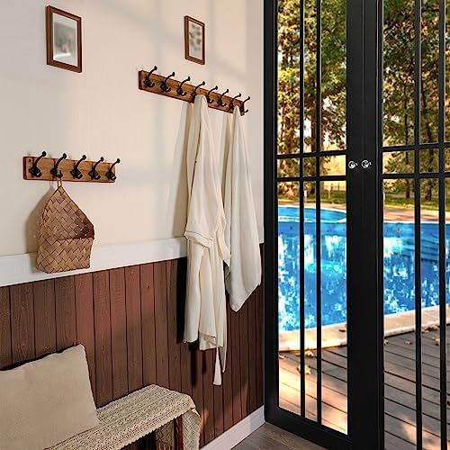 WEBI Rustic Coat Rack Wall Mount,35.43" Long 8 Cast Iron Coat Hooks Wall Mounted,Heavy Duty Wall Coat Hanger Hooks for Hanging Coats,Clothes,Jacket,Brown - Image 4