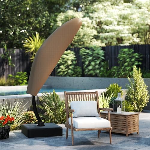 Kingdura Cantilever Patio Umbrella Cover with Zipper, 600D Polyester Waterproof Outdoor Umbrella Cover fits 7.5 to 11.5FT Offset Umbrella with Curved Cantilever and Straight Pole, Beige - Image 6