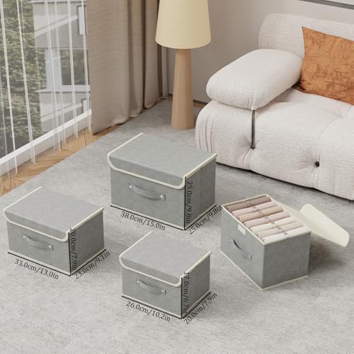 Foldable Fabric Storage Cubes with Lids,Grey 15x9.8x9.8in,5 Pack - Image 5