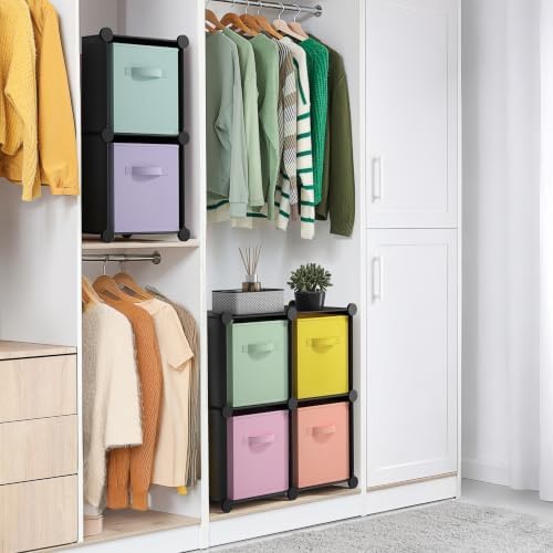 Sorbus 6 Cube Storage Organizer with 6 Fabric Bins (Black) - Image 4