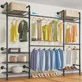 Timate F3 Medium Wall Mounted Clothes rack Expandable Closet, Industrial Pipe Clothing Rack for Hanging Clothes, Heavy Duty Clothes Rack with Shelves, Garment Rack Wall Closet System Black Pipe Closet by SturdyWallMountedClothesRack