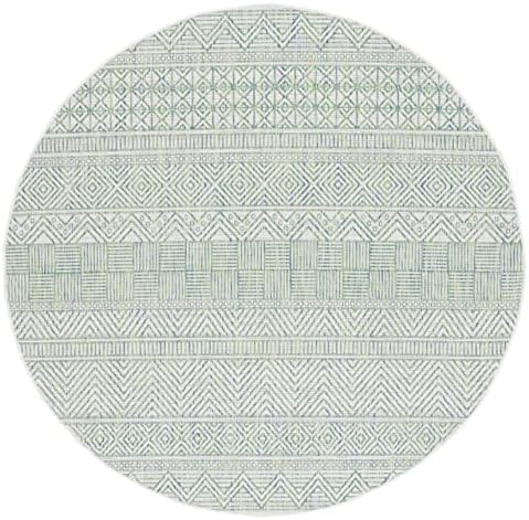 SAFAVIEH Washable Rug Outdoor Courtyard Collection - 6'7" Round, Beige & Green, Non-Shedding & Easy Cleaning, Ideal for Patio, Backyard, Mudroom (CY8196-55712) - Image 2