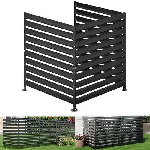 42" H x 38" W (3 Panels) Air Conditioner Fence Panels, Outdoor Freestanding Privacy Screens, Pool Equipment Enclosure, No Dig Trash Can Screens Fence Kit for Outside Backyard Patio Black by TaskStorz