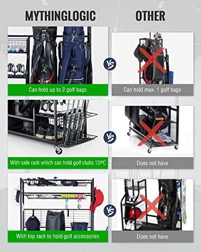Mythinglogic Golf Bag Storage Organizer with Club Rack for Garage - Image 6