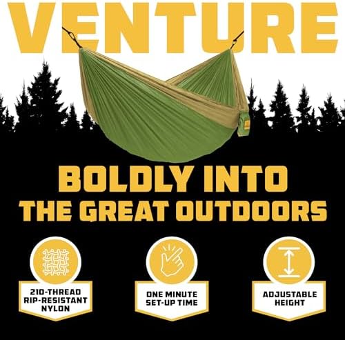 Wise Owl Outfitters Hammock for Camping Double Hammocks Gear for The Outdoors Backpacking Survival or Travel - Portable Lightweight Parachute Nylon DO Green & Khaki - Image 3