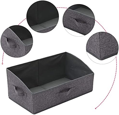 TENABORT 6 Pack Trapezoid Large Foldable Closet Storage Bins with Handle, Fabric Storage Organizer Cube Colth Containers Linen Box Shelf Baskets for Clothes Clothing Shelves Wardrobe - Image 3