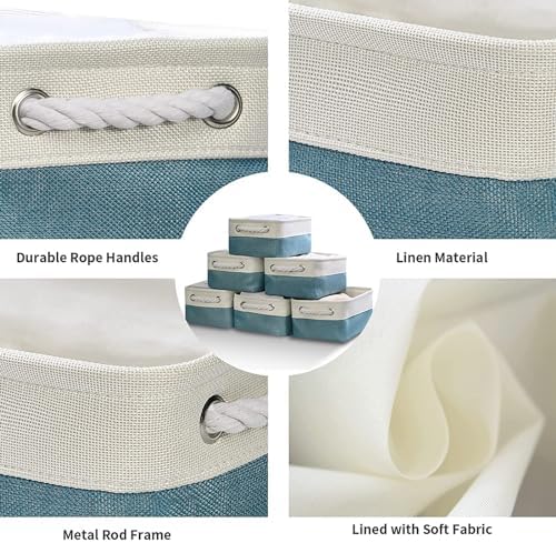 TcaFmac Organization and Storage Basket for Gifts Empty - 12x8x5.2 inch Small 6 Pack Collapsible Storage Basket for Organizing, Fabric Storage Bins for Toy Books Shelves(White & Green) - Image 7