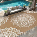 Yamaziot Outdoor Rug 9' x 18', Waterproof Reversible Plastic Straw Rug, Large Outdoor Rugs Mats RV, Picnic, Backyard, Balcony, Porch, Beach, Brown by Yamaziot