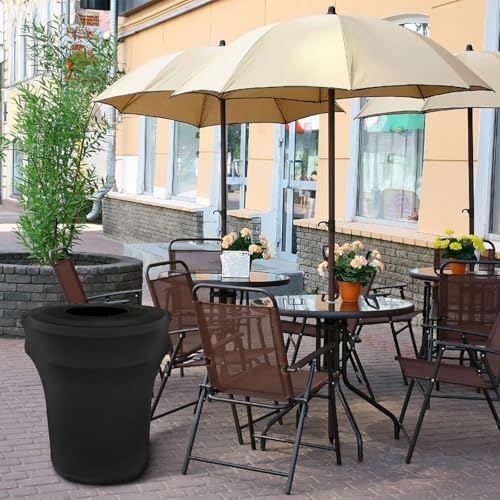 BSTKEY 55 Gallon Stretch Spandex Trash Can Cover, 4 Pack Outdoor Fitted Waste Container Cover Round Garbage Can Covers for Wedding Party Commercial Fundraiser Decor, Without Trash Can (Black) - Image 7