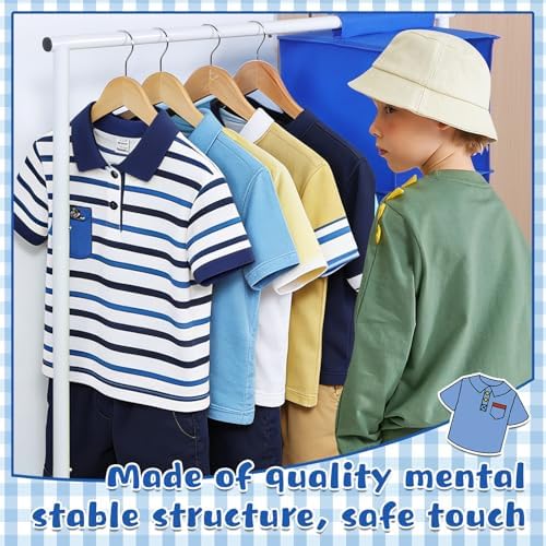 Univivi Kids Clothing Rack with Hanging Organizer, 43 Inch, Blue and White - Image 6