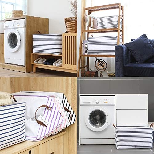 Hinwo 70L Extra Large Canvas Storage Bin with Lid and Handles, 4-Pack - Image 3