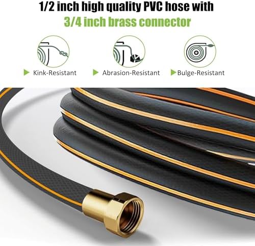 Aokia Retractable Garden Hose Reel, 1/2 in x 100 ft Wall Mounted Heavy Duty Garden Hose Reel with 9 Patterns Nozzle, Any Length Lock, Auto Return System and 180°Swivel Bracket - Image 5
