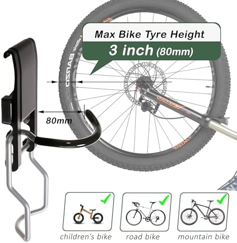 Heavy Duty Wall Mount Bicycle Holder/Hanger/Hook Bicycle Storage for Garage/House, Bike Accessories, Holds up to 110 lbs, 4 Pack - Image 5