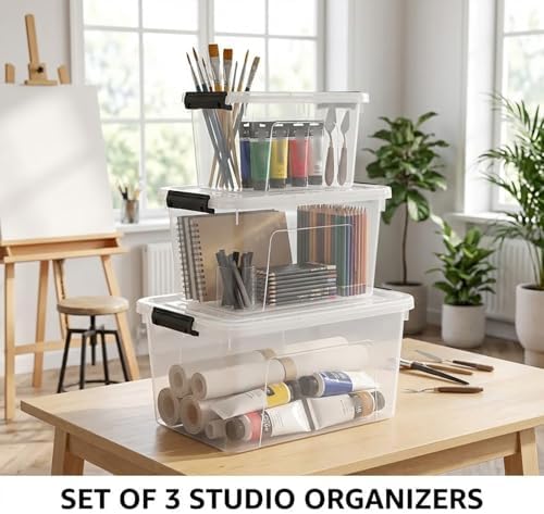 Clear Storage Latch Box/Bin, 3-Pack Plastic Organizing Container with Handle and Lids (7QT/16QT/22QT) - Image 7