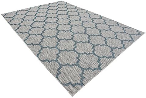 Unique Loom Outdoor Trellis Collection Area Rug (7' 1" x 10' Rectangle, Gray/ Ivory) - Image 5