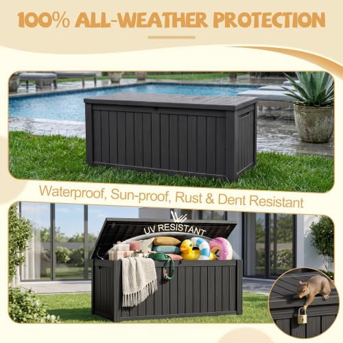 Outdoor Storage Box Waterproof, 240 Gal Gen 2 Resin Deck Box With Wheels - Image 6
