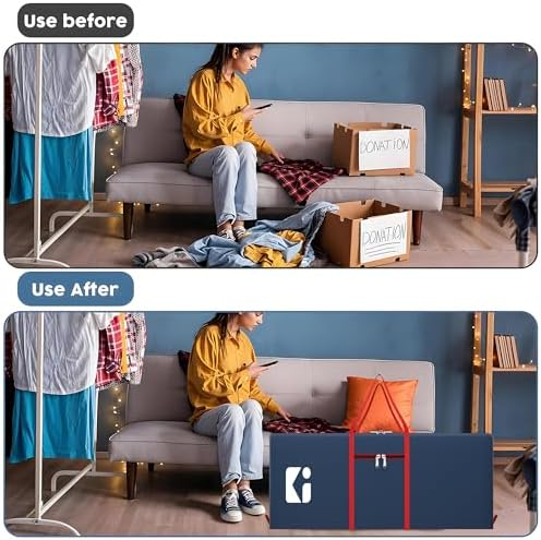 Kuber Industries Large Capacity 236 Liter Foldable Under Bed Storage Bags/Duffle Bags For Travel/Moving Bags/Wardrobe Organizer Bags | House Shifting, Travel, Hostel & Dorm Use | Red & Blue - Image 5