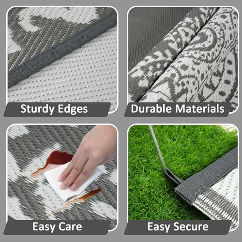 famibay Outdoor Rug Waterproof 8x10 ft, Reversible Large Outdoor Plastic Straw Rug, UV-Resistant Patio Rug Portable RV Mat Indoor Outdoor Carpet for Camping, Balcony, Deck, Backyard, Picnic - Image 6