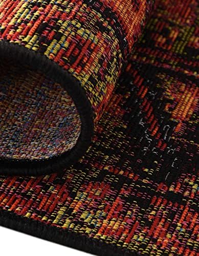 Unique Loom Outdoor Tribal Collection Area Rug - Quepos (7' 10" Square, Multi/ Black) - Image 6